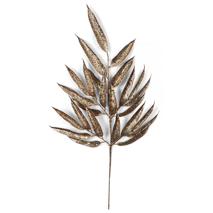 25" Glittered Artificial Eucalyptus Leaf Stem -Gold/Bronze (Pack of 12) - A-230486