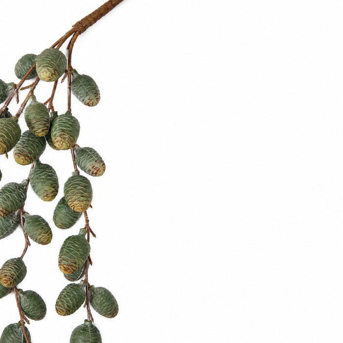 19" Hanging Artificial Plastic Pinecone Stem -Green/Gray (Pack of 12) - A-231650