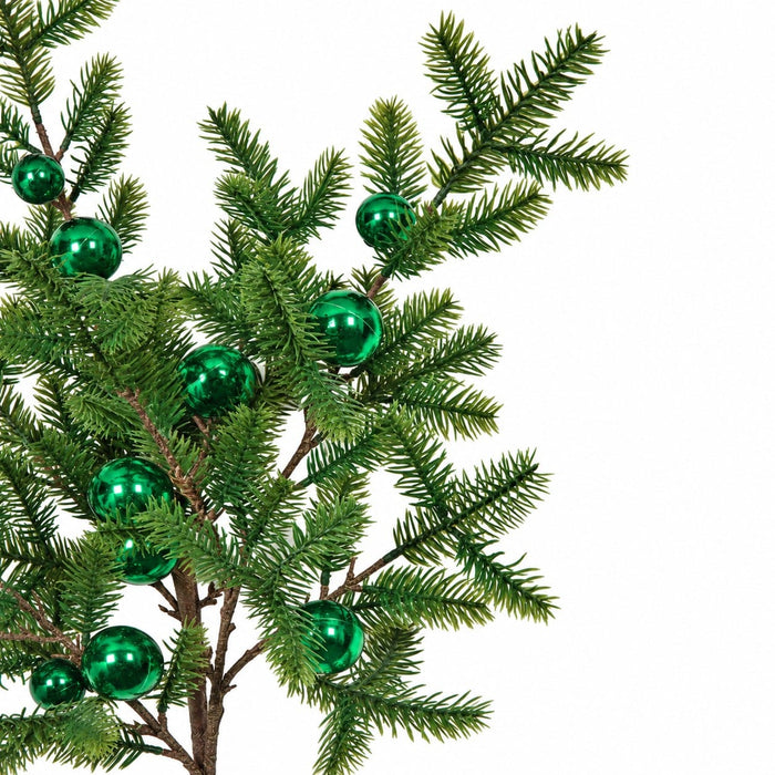 36" Artificial Pine & Shiny Ball Stem -Green (Pack of 12) - A-231936
