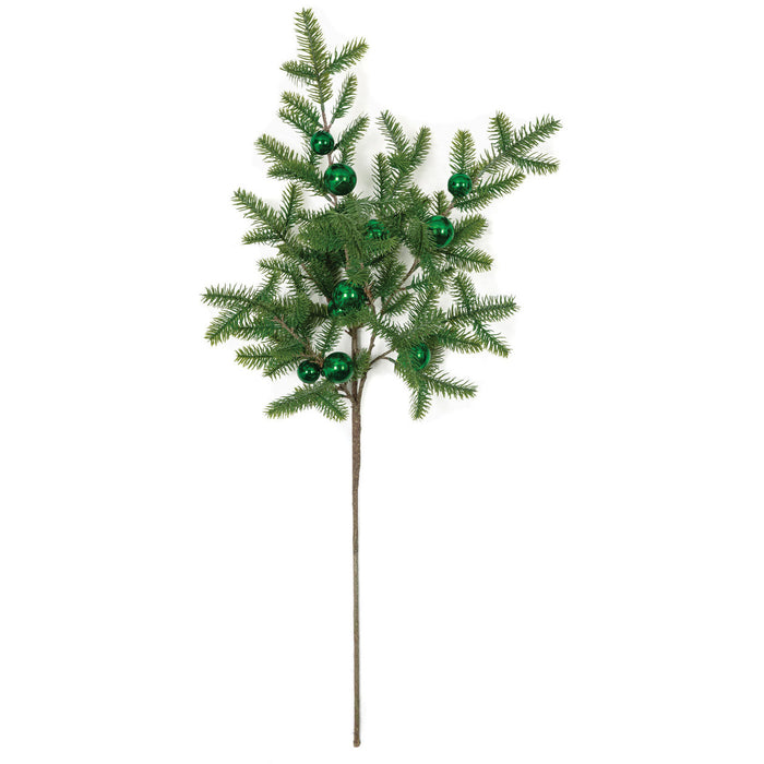 36" Artificial Pine & Shiny Ball Stem -Green (pack of 12) - A-231936