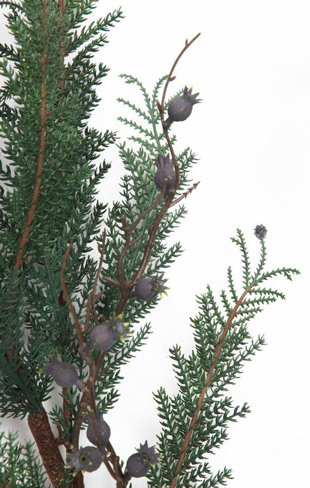 33" Soft-Touch Artificial Mixed Juniper, Fern & Berry Stem -Green/Blue (Pack of 12) - A-232700