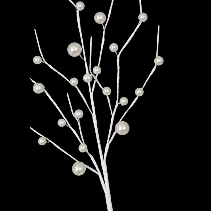 29" Pearled Artificial Berry Stem -White/Silver (Pack of 12) - A-233000