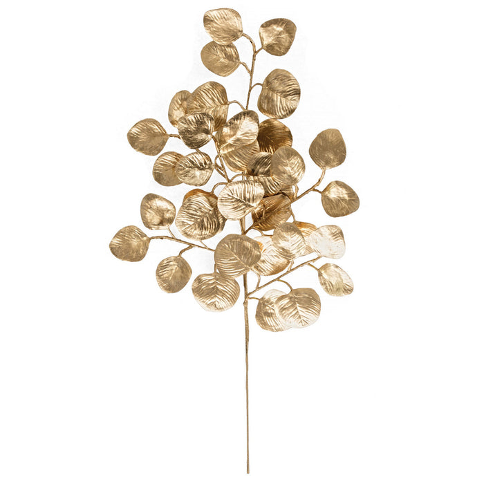 25" Metallic Artificial Silver Dollar Eucalyptus Leaf Stem -Gold (Pack of 24) - A-240072