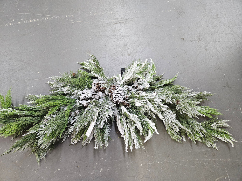 48" Wide Soft-Touch Flocked Artificial Pine & Pinecone Swag -Green/White (Pack of 2) - A-240370