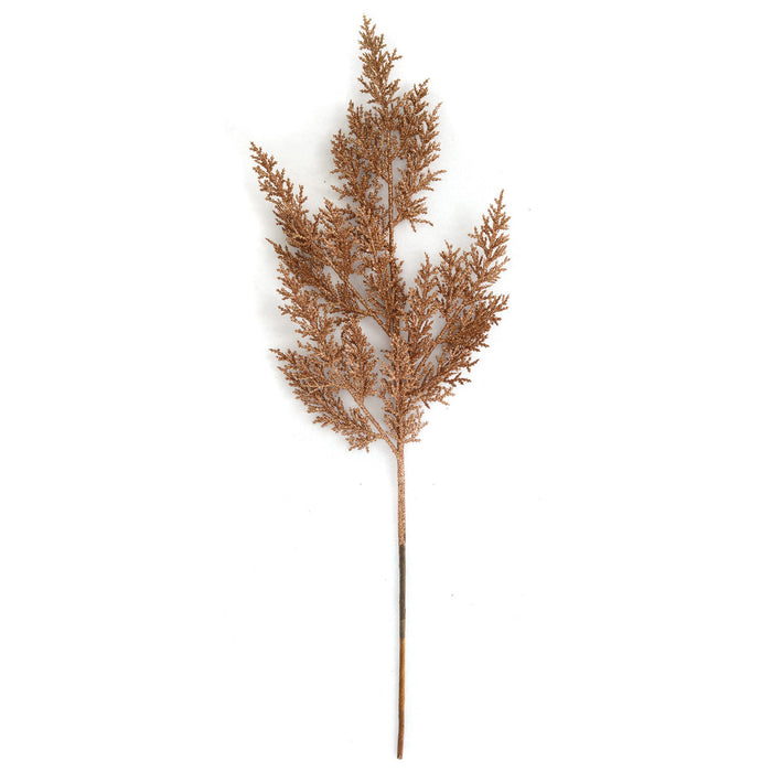 24" Glittered Artificial Cedar Stem -Copper/Brown (Pack of 24) - A-240432