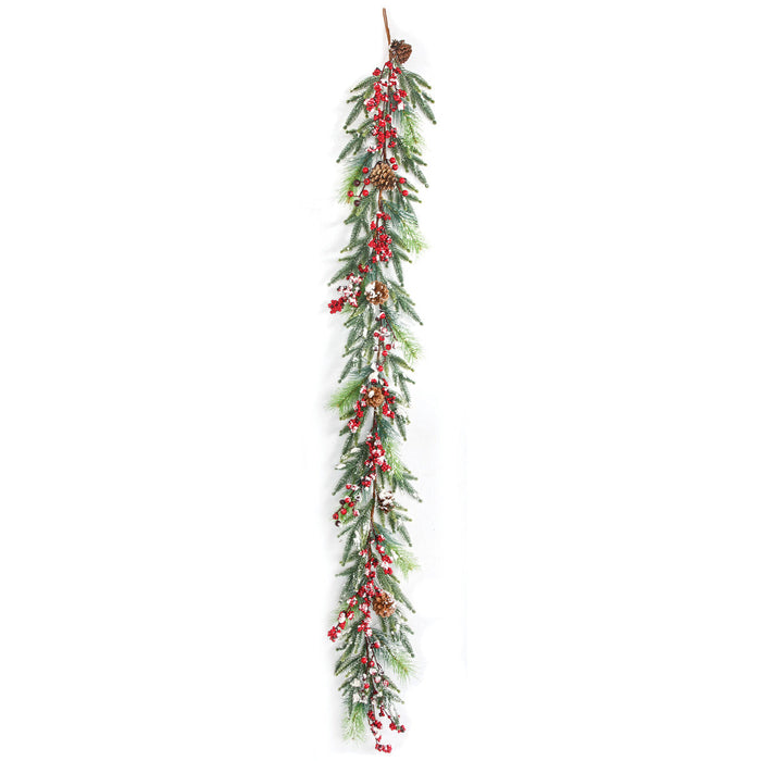 6'Lx8"W PE Snowy Berry & Pine Artificial Garland -Red/Green (Pack of 4) - A-240500
