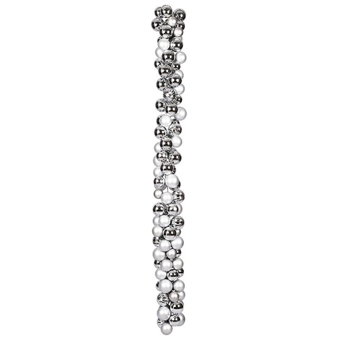 6' Plastic Matte & Reflective Mixed Ball Garland -Silver/White - A-240560