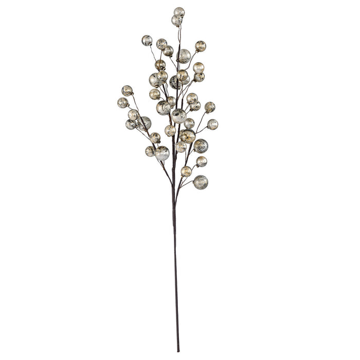 28" Metallic Christmas Ball Stem -Silver/Black (Pack of 6) - A-250040