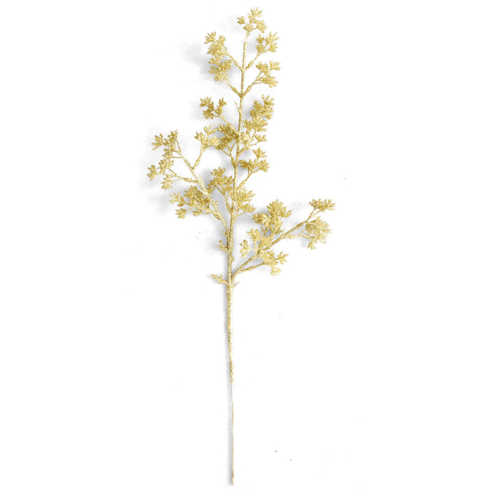 21.5" Glittered Artificial Eucalyptus Leaf Stem -Platinum/Gold (Pack of 24) - A-250054