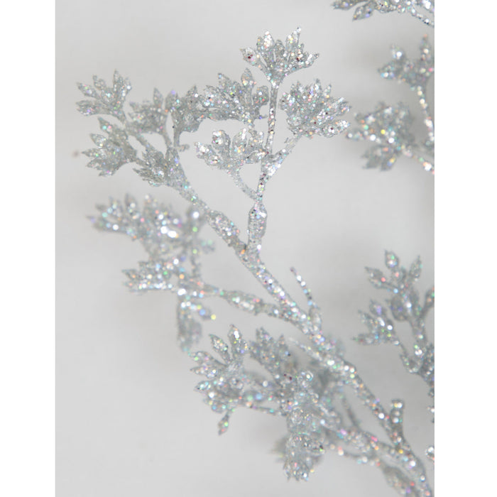 21.5" Glittered Artificial Eucalyptus Leaf Stem -Silver (Pack of 24) - A-250056