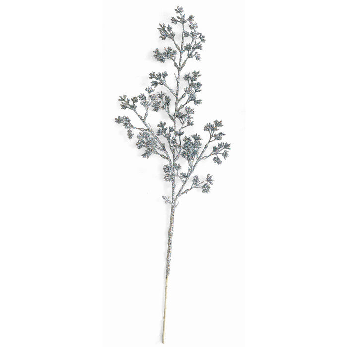 21.5" Glittered Artificial Eucalyptus Leaf Stem -Silver (Pack of 24) - A-250056