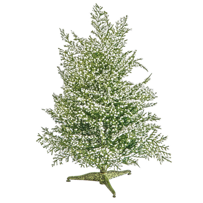 12"x10"W Glittered Snowball Cedar Artificial Christmas Tree, Unlit -Green/White (Pack of 6) - A-250070