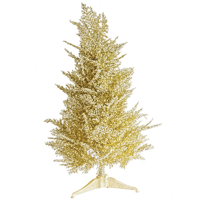 23"x14"W Glittered Snowball Cedar Artificial Christmas Tree, Unlit -Champagne (Pack of 2) - A-250082