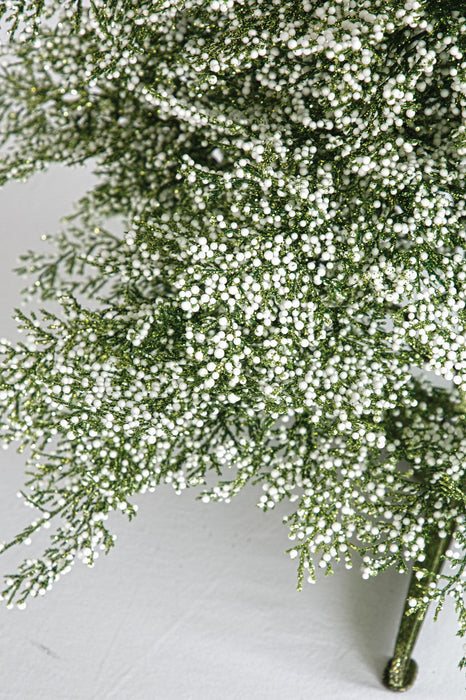 23"x14"W Glittered Snowball Cedar Artificial Christmas Tree, Unlit -Green/White (Pack of 2) - A-250080