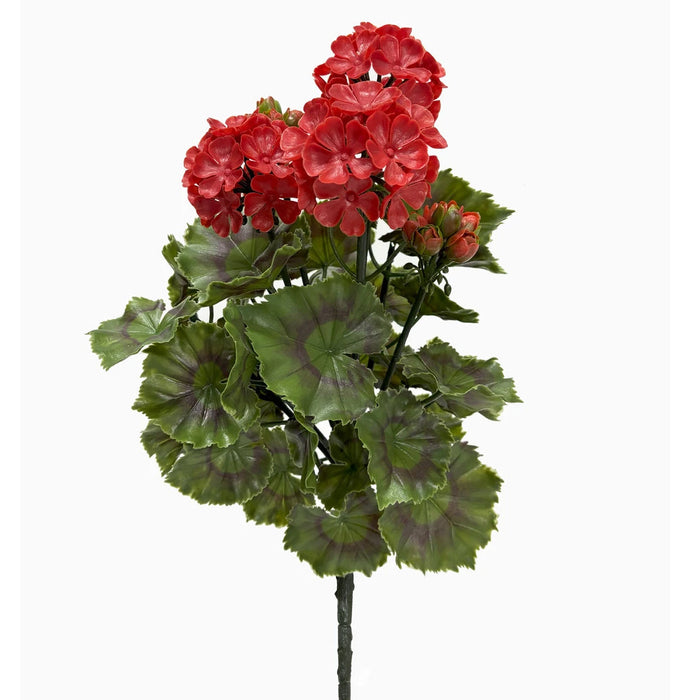 17" Outdoor UV-Proof Artificial Geranium Flower Bush -Red/Orange (Pack of 4) - A-250480