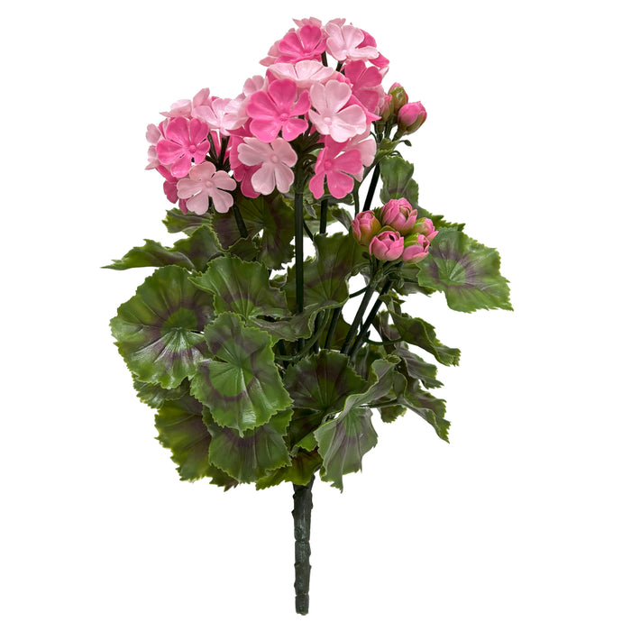 17" Outdoor UV-Proof Artificial Geranium Flower Bush -2 Tone Pink (Pack of 4) - A-250481
