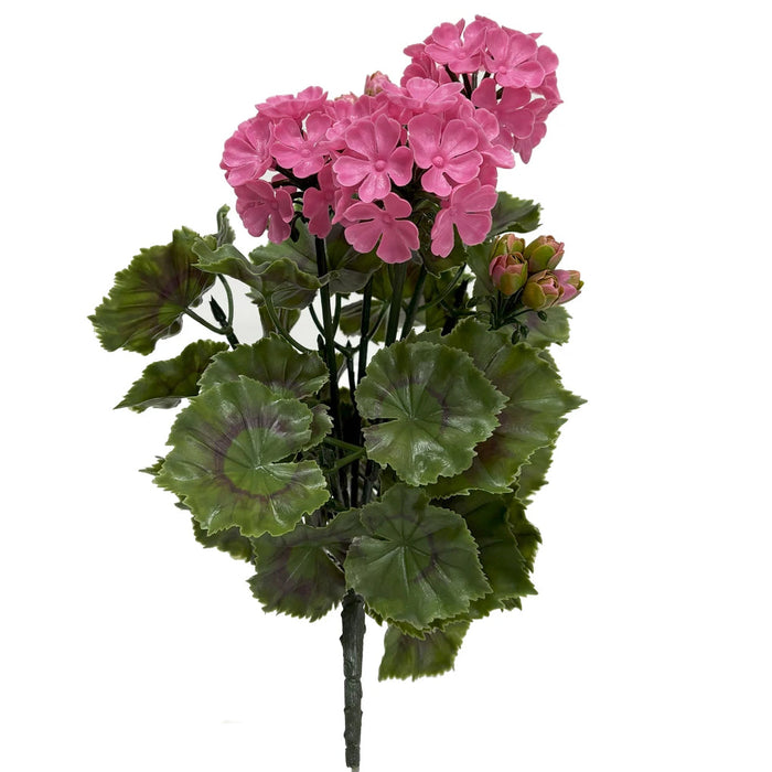 17" Outdoor UV-Proof Artificial Geranium Flower Bush -Pink (Pack of 4) - A-250484
