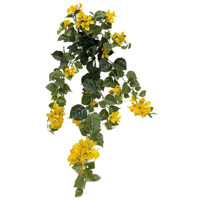 36" Outdoor UV-Proof Artificial Bougainvillea Flower Bush -Yellow (Pack of 4) - A-250540