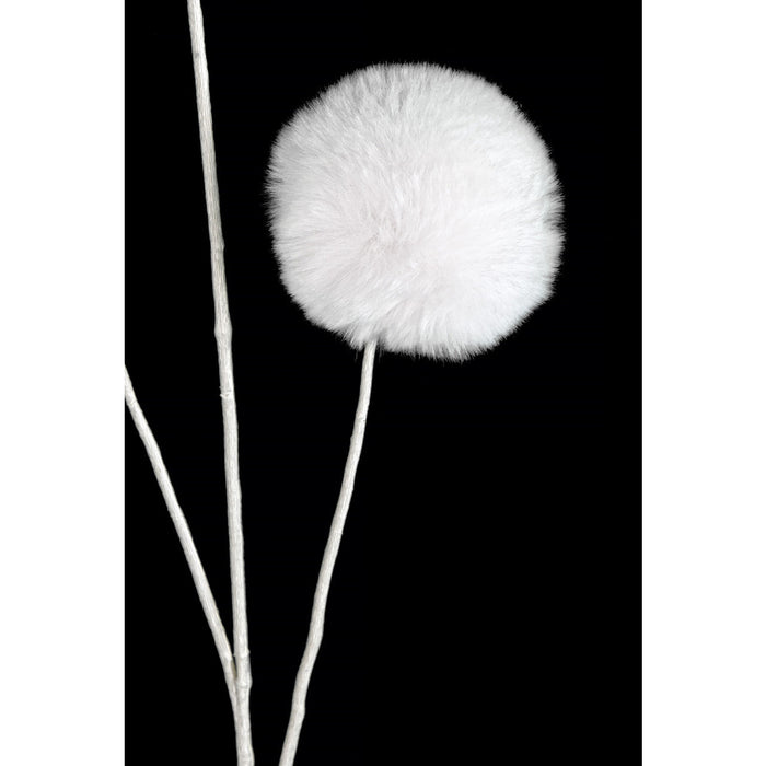 29" Fur Pom Pom Artificial Stem -White (Pack of 12) - A-250690