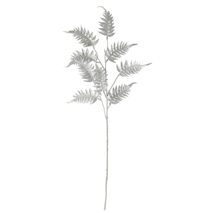 32" Metallic & Glittered Artificial Fern Leaf Stem -Silver (Pack of 24) - A-250774