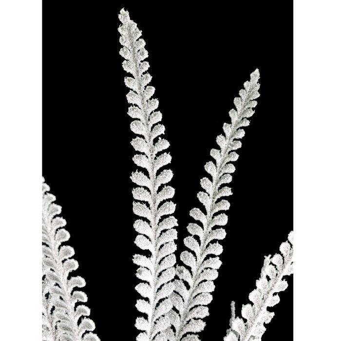 32" Mixed Flocked Fern Artificial Stem -Green/White (Pack of 12) - A-250800