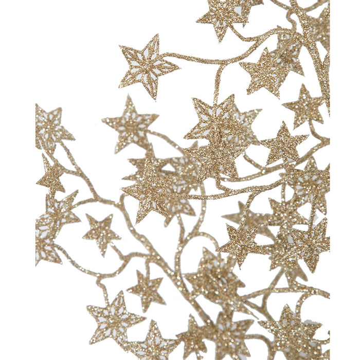 25" Glittered Artificial Star Leaf Stem -Gold (Pack of 12) - A-250920