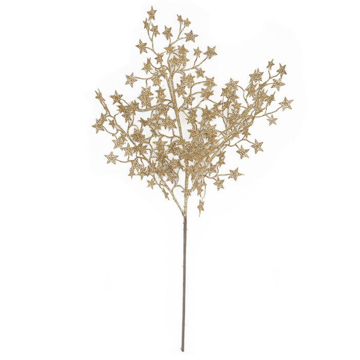 25" Glittered Artificial Star Leaf Stem -Gold (Pack of 12) - A-250920