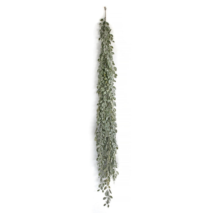5'9" Frosted & Glittered Eucalyptus Leaf Artificial Garland -Green/White (Pack of 2) - A-250960