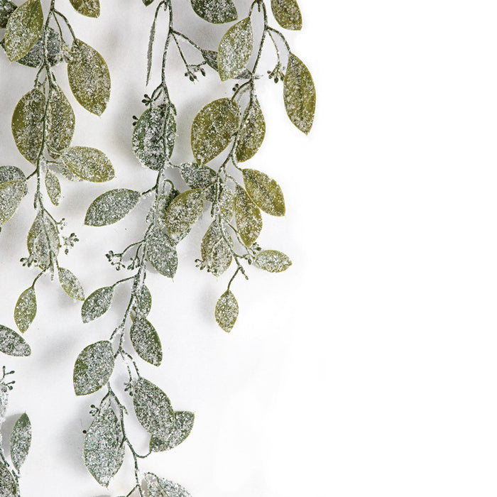 5'9" Frosted & Glittered Eucalyptus Leaf Artificial Garland -Green/White (Pack of 2) - A-250960