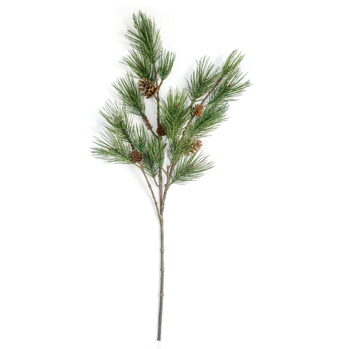 49" PE Pine & Pinecone Artificial Stem -Green/Brown (Pack of 4) - A-250970
