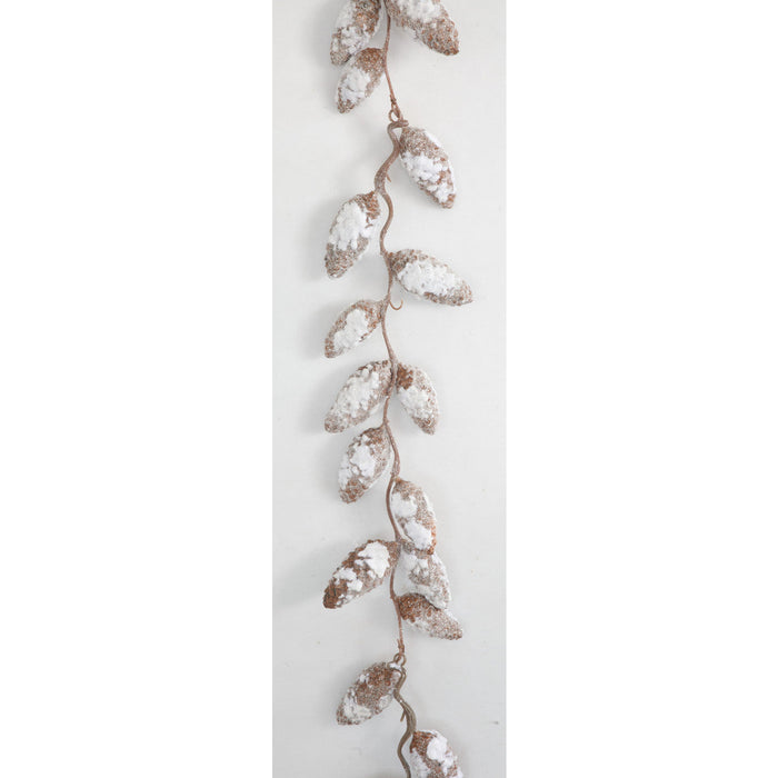 5'5" Glittered & Flocked Artificial Pinecone Garland -White/Brown (Pack of 4) - A-252590