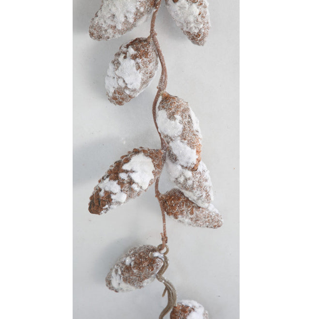 5'5" Glittered & Flocked Artificial Pinecone Garland -White/Brown (Pack of 4) - A-252590