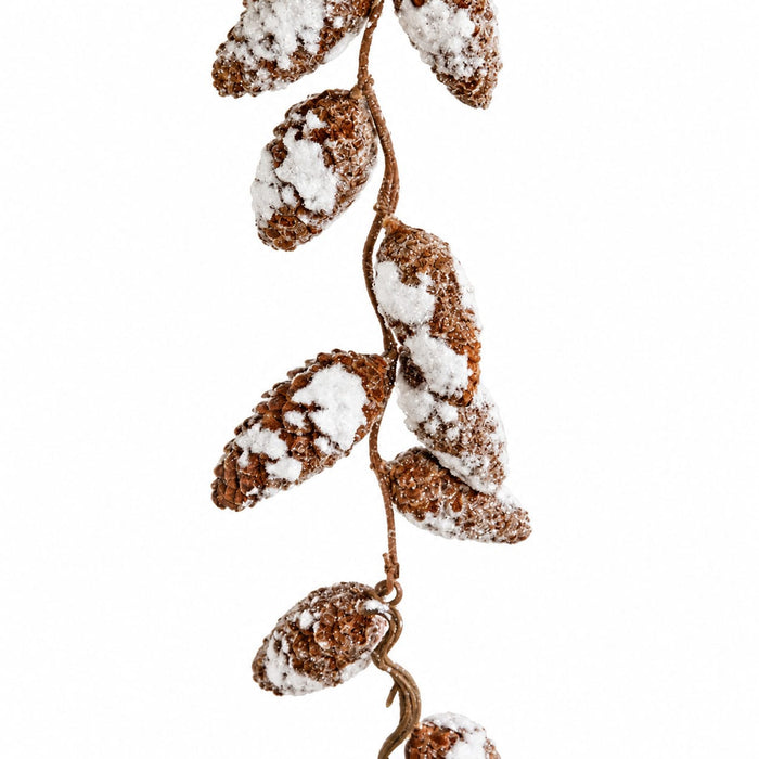 5'5" Glittered & Flocked Artificial Pinecone Garland -White/Brown (Pack of 4) - A-252590
