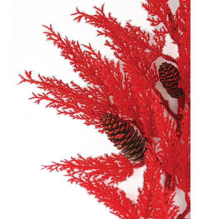 27" Glittered Artificial Cypress Pine Stem -Red (Pack of 12) - A-252740
