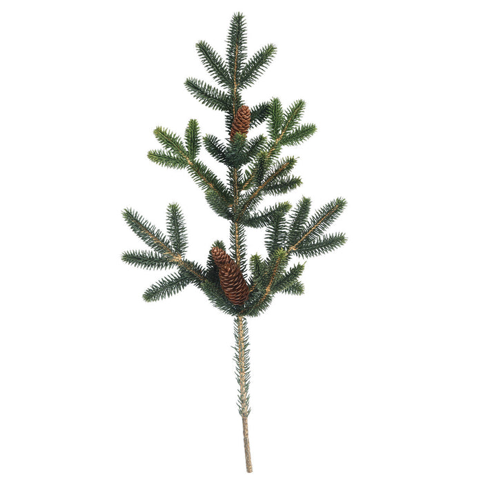 26" PE Spruce & Pinecone Artificial Stem -Green/Brown (Pack of 12) - A-252750