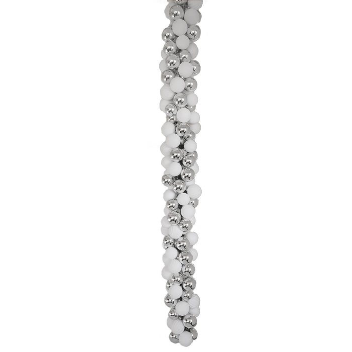 6' Plastic Matte & Reflective Mixed Ball Garland -White/Silver - A-253010