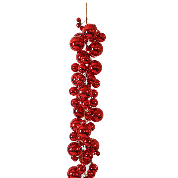 6' Plastic Mixed Reflective Ball Garland -Red (Pack of 2) - A-253014