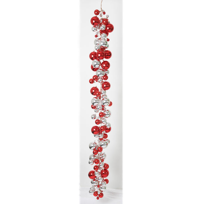 6' Plastic Mixed Reflective Ball Garland -Red/Silver (Pack of 2) - A-253016