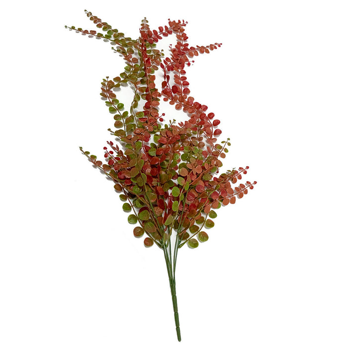 38" Outdoor UV-Proof Artificial Hanging Button Leaf Fern Plant -Rust/Green (Pack of 6) - A-253222