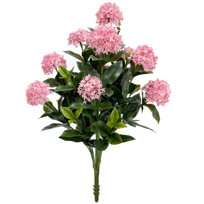 40" Outdoor UV-Proof Artificial Jungle Geranium Ixora Flower Bush -Pink (Pack of 2) - A-253234