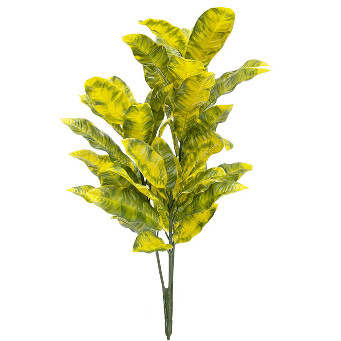 34" Outdoor UV-Proof Artificial Croton Leaf Plant -Yellow/Green (Pack of 2) - A-253320