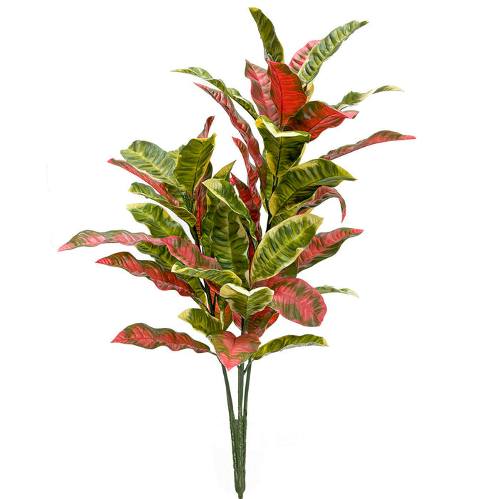 34" Outdoor UV-Proof Artificial Croton Leaf Plant -Pink/Green (Pack of 2) - A-253322