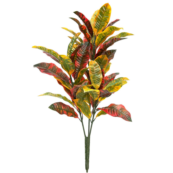 34" Outdoor UV-Proof Artificial Croton Leaf Plant -Gold/Red (Pack of 2) - A-253326