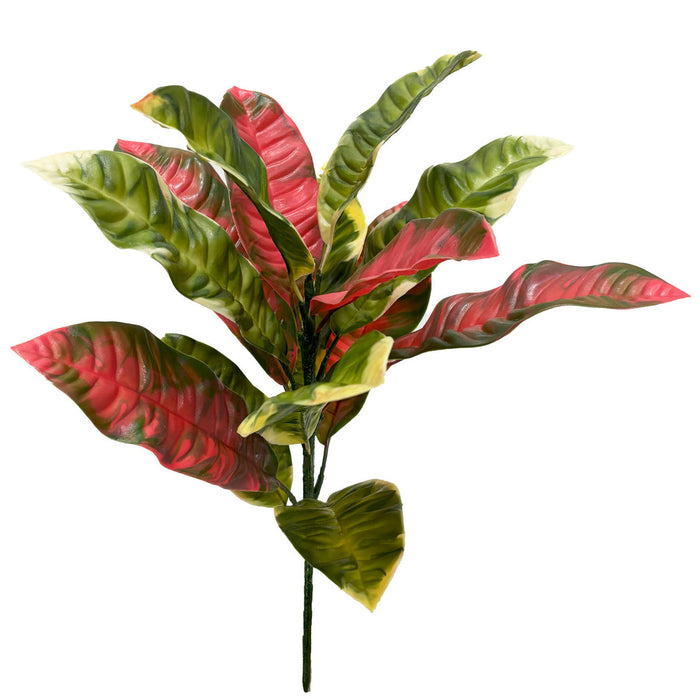 20" Outdoor UV-Proof Artificial Croton Leaf Plant -Pink/Green (Pack of 4) - A-253332