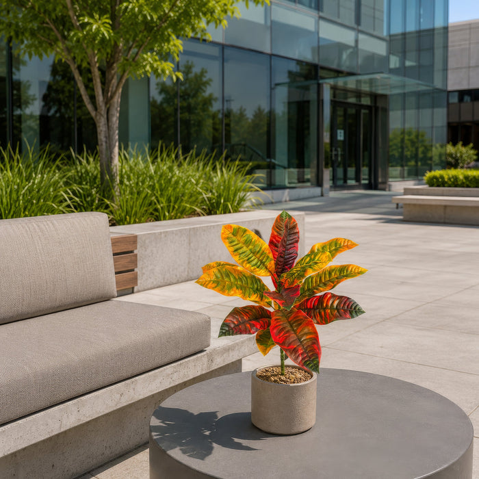 20" Outdoor UV-Proof Artificial Croton Leaf Plant -Gold/Red (Pack of 4) - A-253336