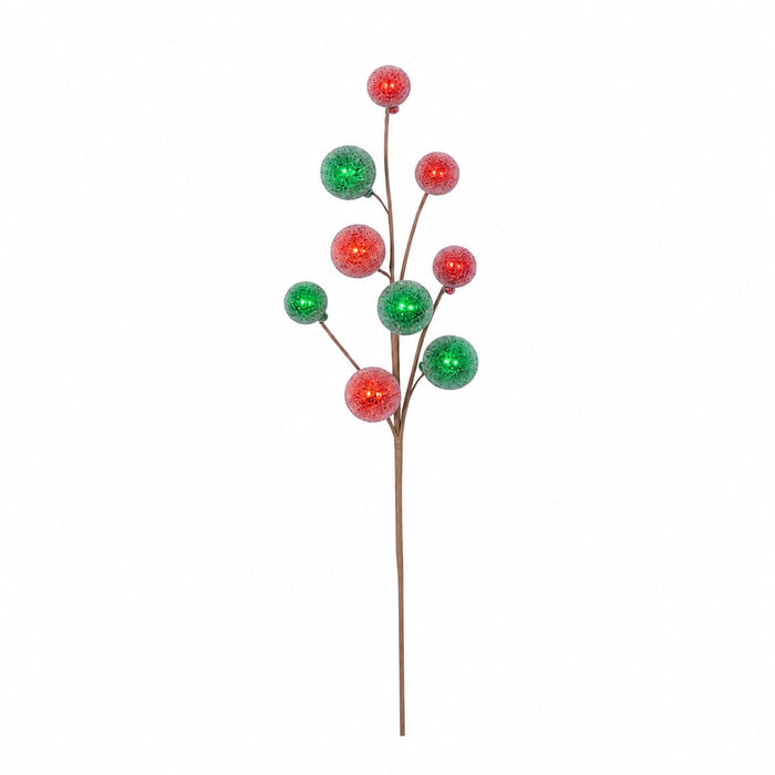 25" Iced Ball Stem -Red/Green (Pack of 12) - A-260040