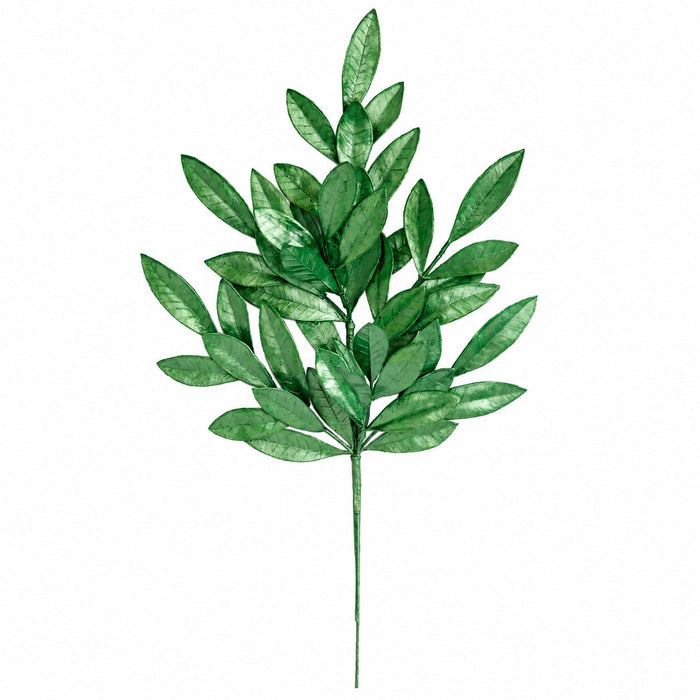23" Metallic Artificial Bay Leaf Stem -Dark Green (Pack of 24) - A-260086