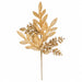 27" Glittered & Sequined Artificial Mixed Bay & Ruscus Leaf Stem -Champagne (Pack of 12) - A-260091