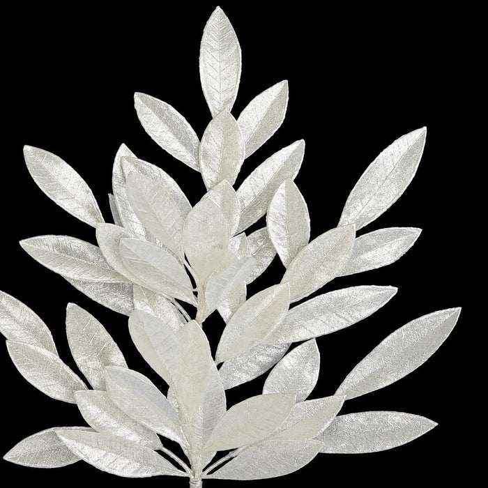 23" Pearlized Artificial Bay Leaf Stem -White/Iridescent (Pack of 12) - A-260160