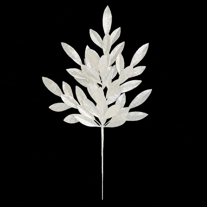 23" Pearlized Artificial Bay Leaf Stem -White/Iridescent (Pack of 12) - A-260160